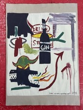 Desenho Jean-Michel Basquiat (feito à mão) mídia mista em papel assinado e carimbado comprar usado  Enviando para Brazil