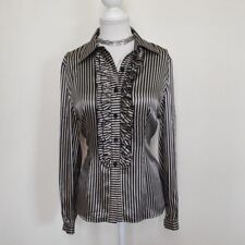 Blusa listrada de cetim anos 2000 00 Y2K camisa gótica corporativa corp fofa ✭ comprar usado  Enviando para Brazil