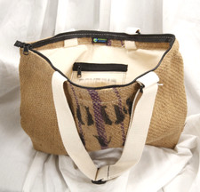 Bolsa de café feita à mão reaproveitada Boulder CO Ecologic Designs Burlap ZIppers Tote comprar usado  Enviando para Brazil