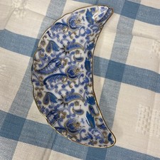 Vintage Lefton China Blue & Prato de Osso Crescente Gold Paisley comprar usado  Enviando para Brazil