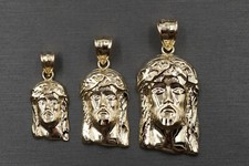 Pingente de berloque de ouro amarelo sólido 10K corte diamante rosto de Jesus. 3 tamanhos, usado comprar usado  Enviando para Brazil