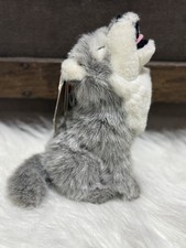 Usado, Brinquedo uivante vintage de pelúcia branco cinza casa de bicho de pelúcia lobo 7” com etiquetas comprar usado  Enviando para Brazil