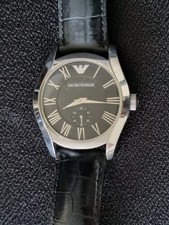 EMPORIO ARMANI AR0643 RELÓGIO DE QUARTZO PRETO E CROMADO PULSEIRA DE CROCODILO UMA BELEZA DA MODA comprar usado  Enviando para Brazil