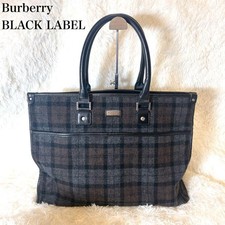Bolsa Tote Burberry Black Label Couro Nova Check Lã A4 Feminina JPN Original comprar usado  Enviando para Brazil