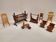 Cunas y tronas vintage para casa de muñecas muebles de madera en miniatura 1:16 segunda mano  Embacar hacia Argentina