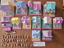 Używany, Vintage Polly Pocket Partia! 12 zestawów do zabawy, ponad 35 lalek, mata do zabawy Pollyville i więcej! na sprzedaż  Wysyłka do Poland