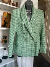 Blazer Houndstooth verde e branco peito duplo Zara tamanho M comprar usado  Enviando para Brazil