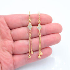 Brincos pendurados femininos folheados a ouro amarelo 18K topázio transparente moda borla de losango, usado comprar usado  Enviando para Brazil
