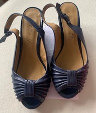 Navy wedges slingback for sale  OLNEY