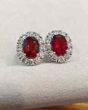 Brinco lindo corte oval 6,48 quilates diamante rubi natural ouro branco sólido 14K comprar usado  Enviando para Brazil