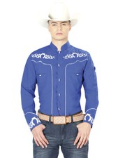 CAMISA CHARRA M/ LARGA 65% POLIÉSTER 35% ALGODON AZUL COBALTO ID 40791 comprar usado  Enviando para Brazil