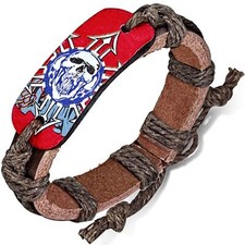 Pulseira de couro marrom ajustável estilo relógio oval caveira moda FBK664  comprar usado  Enviando para Brazil