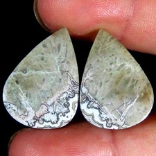 27,90 ct.100% natural designer renda louca ágata pera par cabine 16x23x4mm gemas superiores comprar usado  Enviando para Brazil