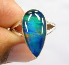 Naturalny 19,35 ct Aurora Opal Pierścionek Tęcza Ogień Kaboszon Gruszka 925 Srebro szterlingowe na sprzedaż  Wysyłka do Poland