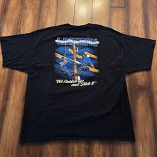 Camiseta Lineman Vintage Tamanho 3XL We Rubber Up And Stick It Funny Tee Eletricista comprar usado  Enviando para Brazil