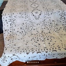 Toalha de mesa banquete vintage algodão intocado renda branca 98 x 59, usado comprar usado  Enviando para Brazil