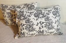 PAR DE FRONHAS DE TOILE SHAMS PADRÃO por THRO Floral Acolchoado Algodão Preto Branco Reversível comprar usado  Enviando para Brazil
