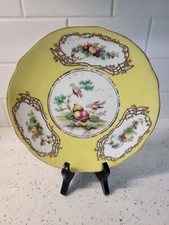 Usado, Prato amarelo da década de 1920 com pássaros e frutas "repro de Old Chelsea 18º centavo comprar usado  Enviando para Brazil