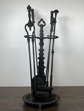 Conjunto de lareira vintage vitoriana de ferro fundido com ferramentas de aço forjado comprar usado  Enviando para Brazil
