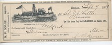 1889 rebocador a vapor Leader recibo vinheta Boston MA [6894.15] comprar usado  Enviando para Brazil