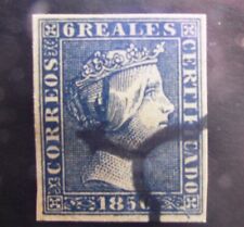 M4i _6r Spain ▀ ed 4 Isabel 6 reales 1850 😱 usado azul . Good see aprx 1350€ comprar usado  Enviando para Brazil