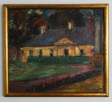 Gospodarstwo z przedgarrodem 1939-Adam Rychtarski-Olej na płótnie- ekspresjonizm. na sprzedaż  PL