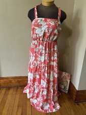 Vestido midi padrão social costas coral floral amarrar ombro tamanho G, usado comprar usado  Enviando para Brazil