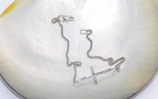Usado, Hand Made In Usa sólido ouro Branco 14 K Crucifixo Cruz Pulseira Delicada Cruz 7 em comprar usado  Enviando para Brazil