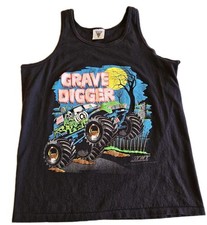 Regata masculina vintage Grave Digger GRANDE anos 90 Monster Truck ponto único feita nos EUA comprar usado  Enviando para Brazil