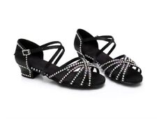 Usado, Sapatos de dança latina meninas salto baixo sapatos de dança cetim diamante salão de baile 3/4cm comprar usado  Enviando para Brazil