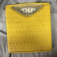 Vintage Sears Metal Banheiro Escala Textura Tecida Amarela Feita Nos EUA 1960 Anos 1970 comprar usado  Enviando para Brazil