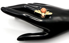 Broche vintage natural coral ouro 14 K mãe abelha mosca inseto assinado 14k comprar usado  Enviando para Brazil