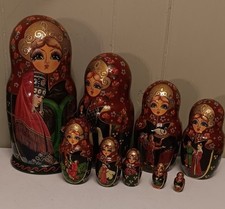 BONECA DE NIDIFICAÇÃO RUSSA MATRIOSKA 11" PINTADA À MÃO ASSINADA RABO DE FADA 9 BONECAS ASSINADAS, usado comprar usado  Enviando para Brazil
