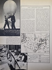 Balão meteorológico rádio sonda lançamento mapa de recompensa ilustrações de revista vintage 1940, usado comprar usado  Enviando para Brazil