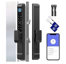 Porta de vidro deslizante fechadura inteligente, impressão digital, teclado, aplicativo remoto RFID, gancho duplo comprar usado  Enviando para Brazil