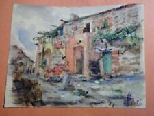 Jeanne ALIX 1884-1937 BEAU DESSIN AQUARELLE VUE VILLAGE MERIDIONAL SUD FRANCE comprar usado  Enviando para Brazil