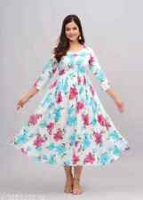 Estampa floral feminina clássica étnica viscose rayon Anarkali Kurti_branco, usado comprar usado  Enviando para Brazil