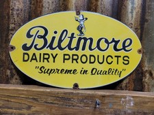 Placa de porcelana vintage Biltmore Asheville NC LEITE SORVETE FAZENDA LEITE comprar usado  Enviando para Brazil
