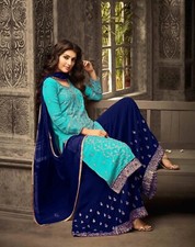 Novas Roupas de Verão Festival Indiano Bollywood Designer Azul Céu Palazo Kurta Sui, usado comprar usado  Enviando para Brazil