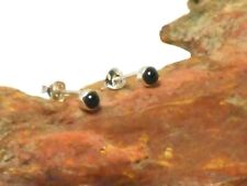 Pequeno Redondo Ônix Preto Banhado Em Prata 925 Pedra Preciosa Brincos Ponto De Luz - 3 Mm comprar usado  Enviando para Brazil
