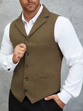 Usado, Colete masculino vintage espinha de peixe tweed casual terno de negócios britânico colarinho colete comprar usado  Enviando para Brazil
