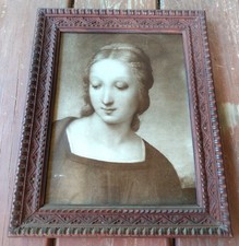 Quadro de madeira antigo de mogno esculpido em lascas 7,5 x 9,75" madeira primitiva Madonna, usado comprar usado  Enviando para Brazil