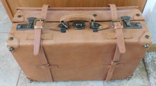 25-636 Vintage Couro Sintético Fivela 19 Polegadas Mala de Viagem Bagagem Retangular Antiga, usado comprar usado  Enviando para Brazil