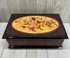 Caixa de música vintage San Francisco empresa joias incrustadas madeira lacada design floral, usado comprar usado  Enviando para Brazil