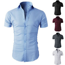 Camisa social slim fit manga curta camisas causais masculinas camisetas com botões presente x comprar usado  Enviando para Brazil