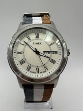 Relógio analógico Timex masculino vintage data calandra com números romanos 50M Indiglo comprar usado  Enviando para Brazil