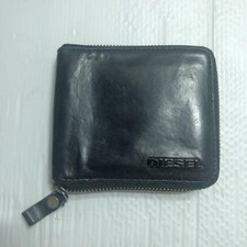 Carteira Diesel Masculina Bifold com Zíper Couro Genuíno Preta Luxo Compacta Casual, usado comprar usado  Enviando para Brazil