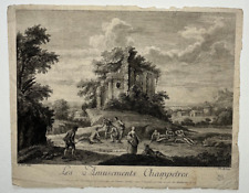 AMUSEMENTS CHAMPETRES Gravure SEBASTIEN LECLERC Basset Le Clerc XVIII° segunda mano  Embacar hacia Argentina