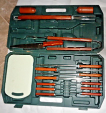 Usado, Conjunto de utensílios vintage para churrasco acampamento cabo de madeira tábua de corte estojo de transporte comprar usado  Enviando para Brazil