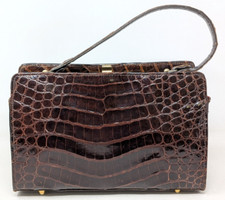 Bolsa de mão vintage 1950 marrom crocodilo couro jacaré bolsa moeda anexada, usado comprar usado  Enviando para Brazil